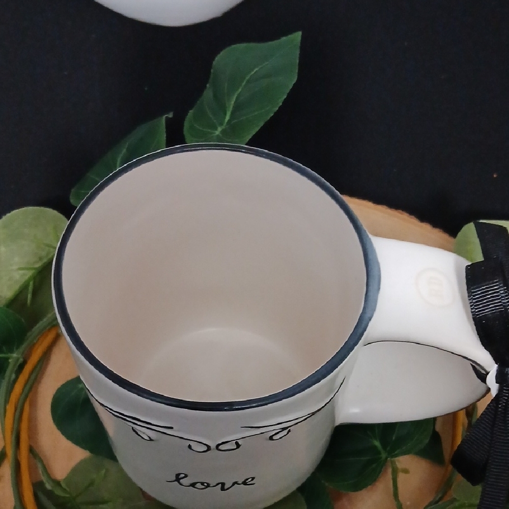 Rae Dunn White Mug with Black Script and Scroll Accents NWT - Picture 5 of 8